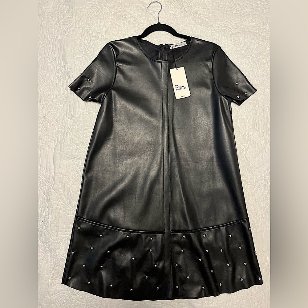 Faux Leather Black Dress M